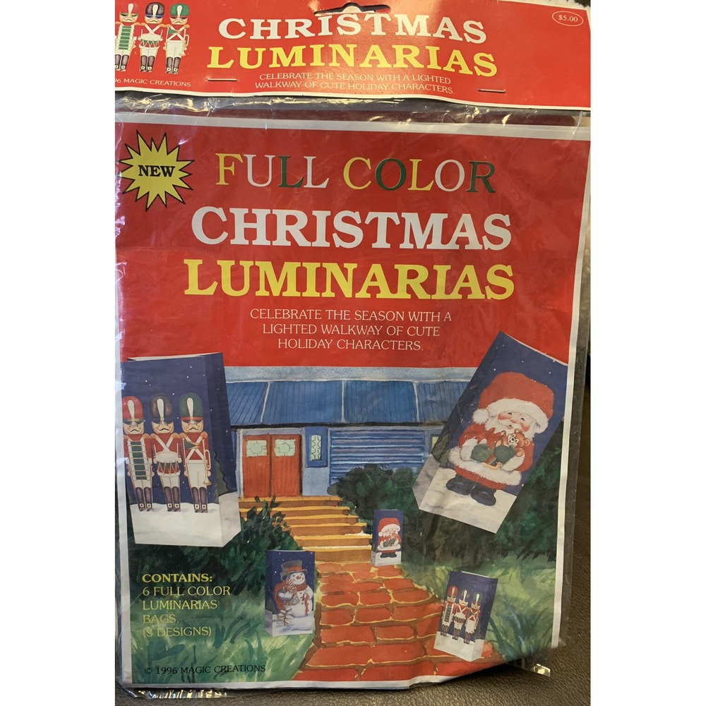 Luminarias Bags Vintage Christmas Santa Snowmen Nutcrackers 2 Packages Qty of 12